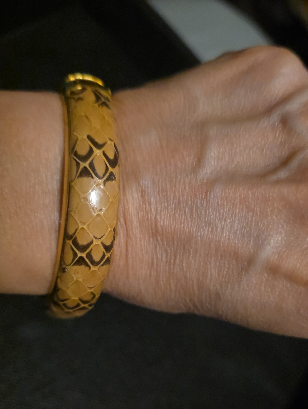 Gold-Tone Patterned (Faux Snakeskin) Bangle Bracelet